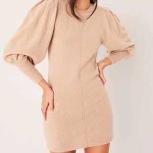 Ba&sh Beige Nancy Wool and Yak Blend Mini Dress Size XS